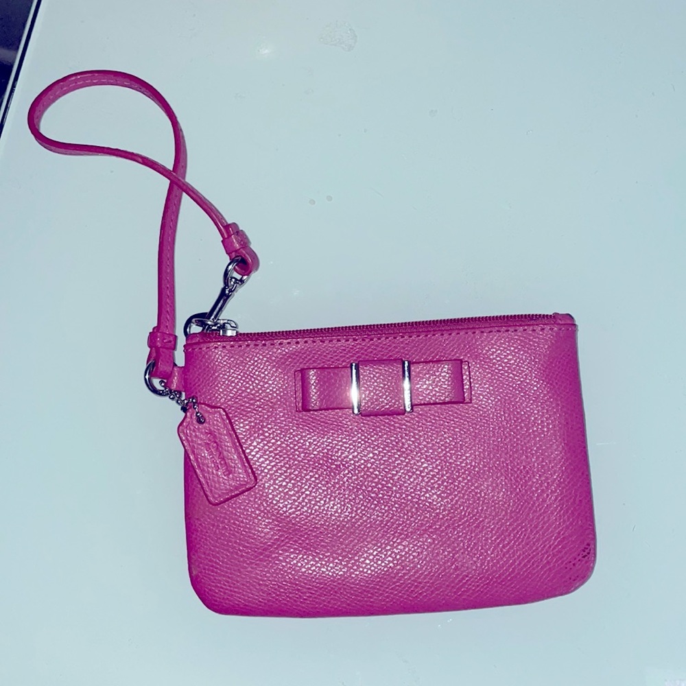 Coach wristlet- pebble leather- pink